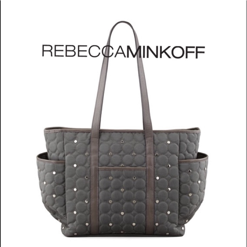 Rebecca Minkoff baby bag in studded quilted nylon